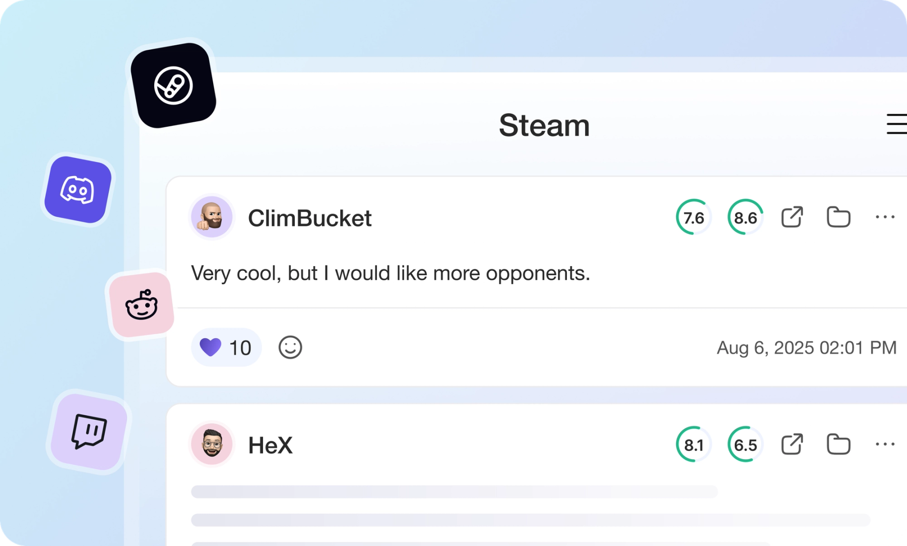 Community Hub Interface showing all player channels in one workspace